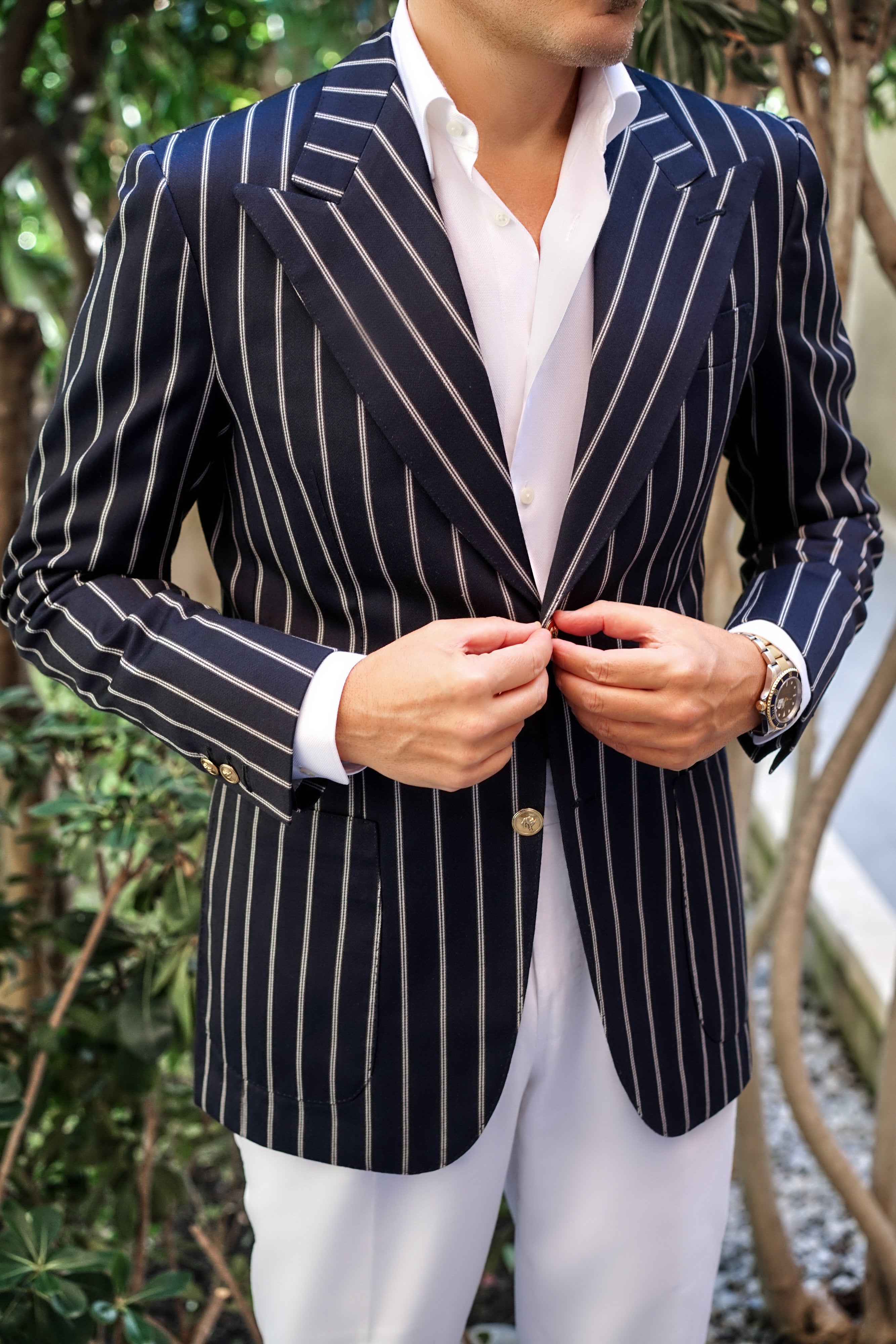 White on sale striped jacket